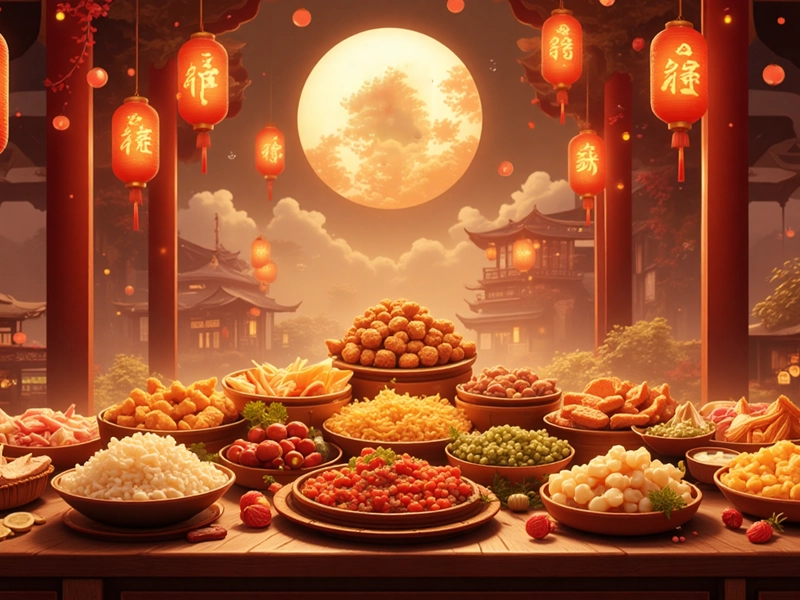 Traditional Mid-Autumn Festival mooncakes with lotus seed paste and salted egg yolk, symbolizing reunion and happiness