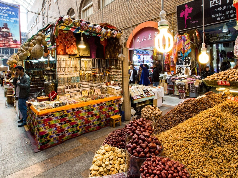 Xinjiang Bazaar Scene
