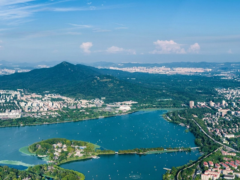 Nanjing city view combining historical and modern elements