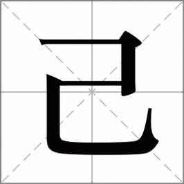 The Chinese character 己 (jǐ), meaning 'self,' with a closed top. The visual splits to show an individual in reflection on one side, and the same person connecting with a close friend on the other, illustrating how the Chinese concept of 'self' is defined through introspection and relationships.