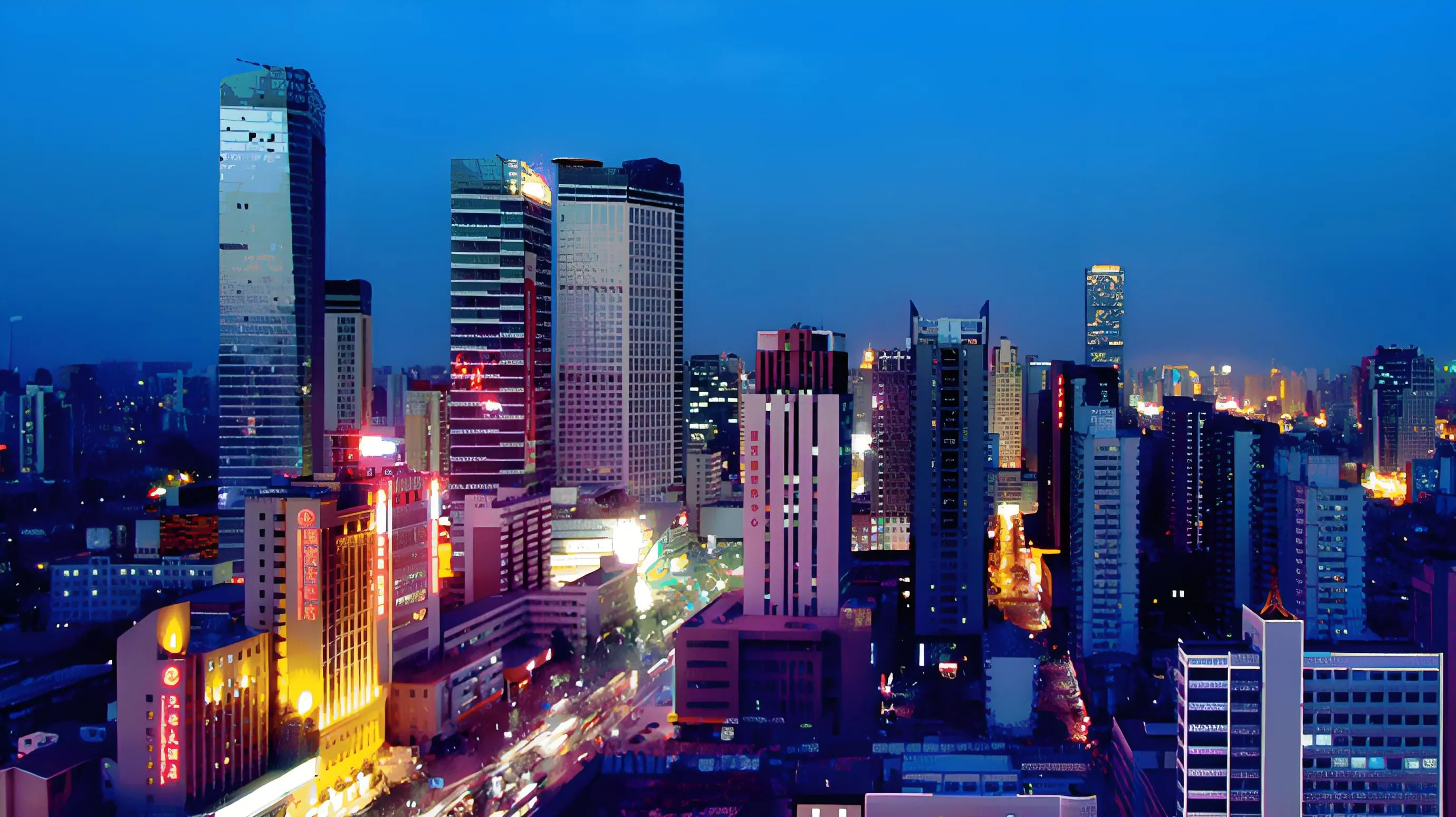Modern Shijiazhuang skyline with traditional temples and Zhengding Ancient Town