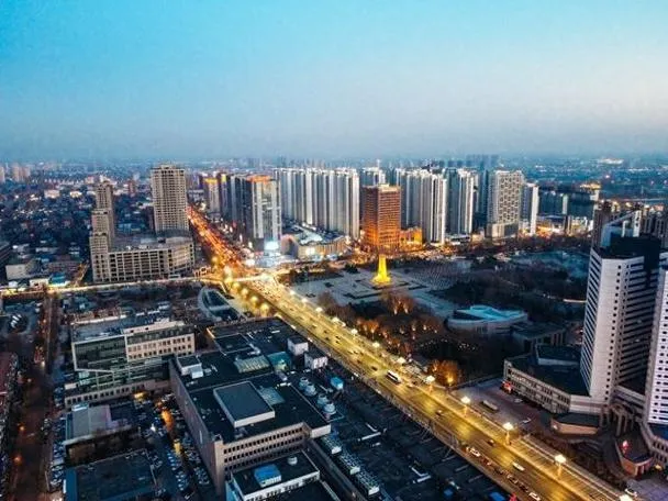Modern Tangshan cityscape with Caofeidian Port and Nanhu Ecological City