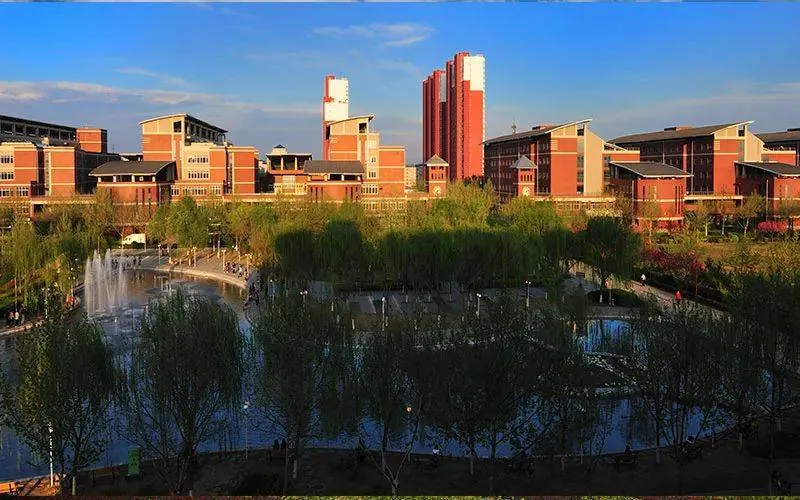 Hebei University campus in Baoding with traditional and modern academic buildings