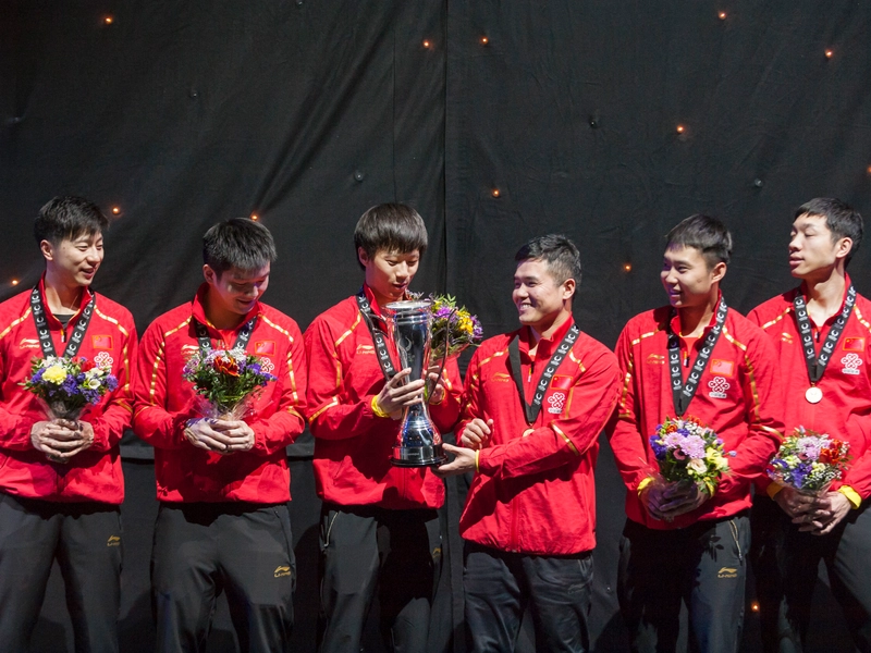 Chinese national table tennis team training with advanced technology