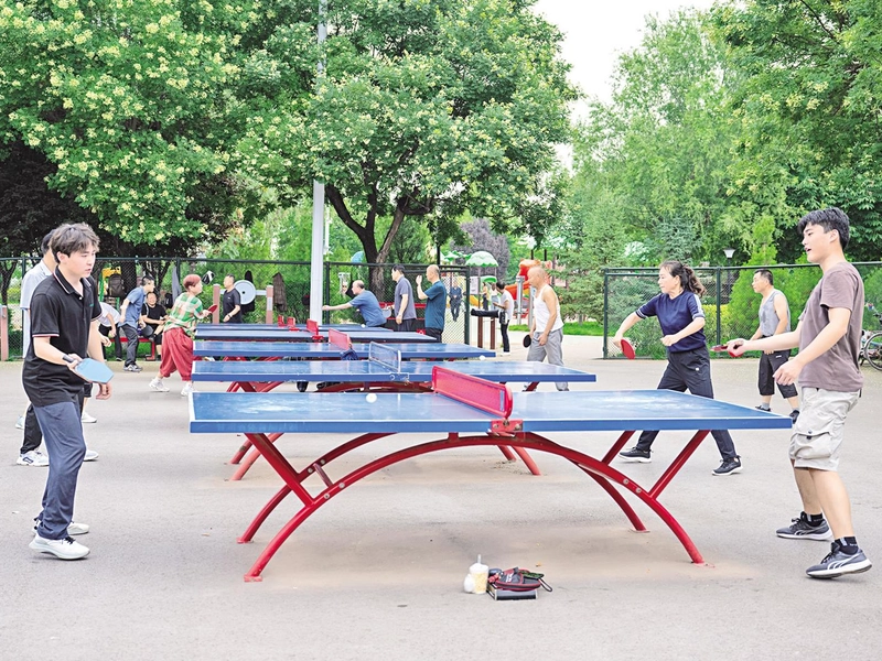 People playing table tennis in various settings across China