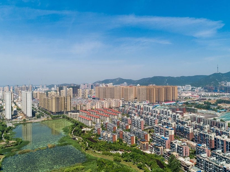 Huaibei city landscape with Xiangshan Park and wetland areas