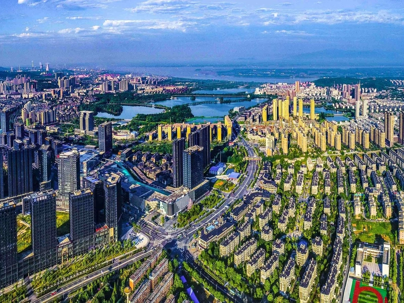 Tongling city with copper industry landmarks and ancient town