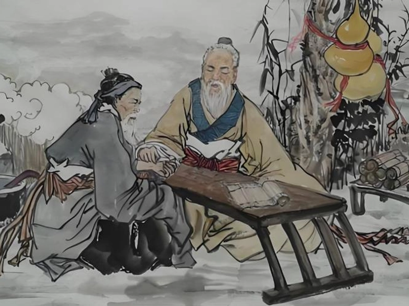 Statue of Hua Tuo in Bozhou, depicting the legendary physician with traditional Chinese medicine tools