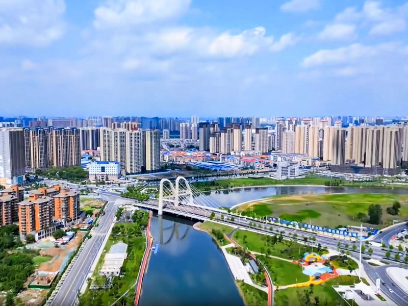 Xiaogan cityscape with cultural landmarks