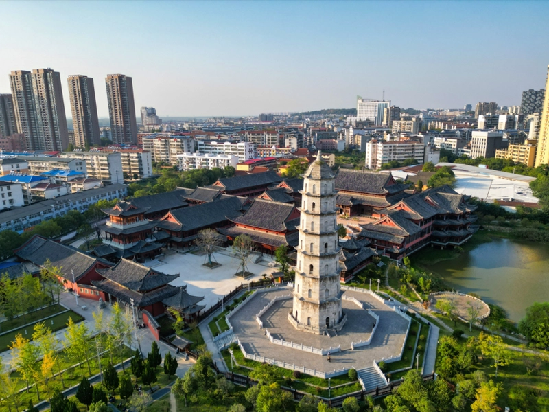 Historic and modern buildings in Huanggang, Hubei
