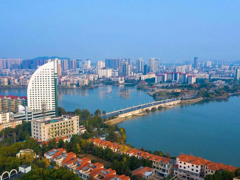 Industrial and river port view of Huangshi, Hubei