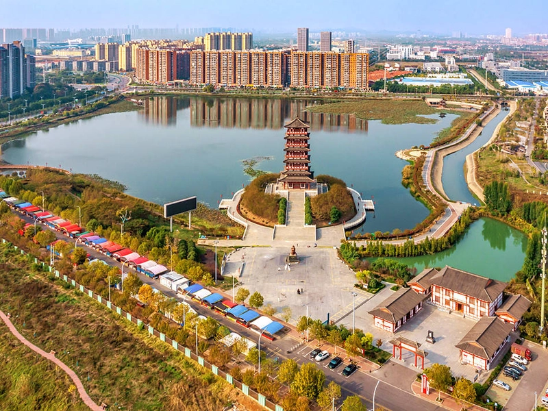 Rolling hills and cultural sites in Suizhou, Hubei