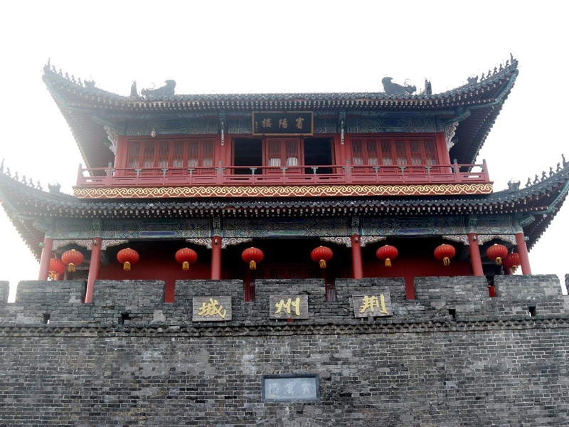 Jingzhou Ancient City walls and historic architecture along the Yangtze River