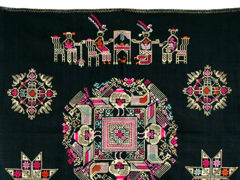 Huangmei Embroidery showcasing vibrant colors and intricate patterns on fabric