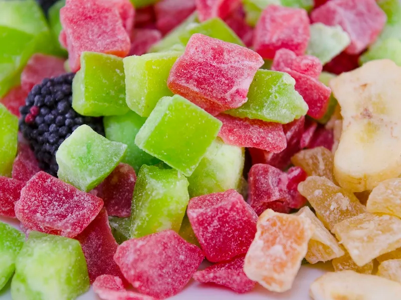 Colorful candied and dried fruits from Guangxi