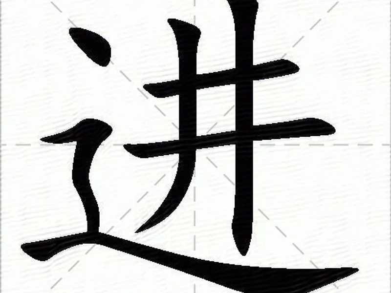 Illustration of the Chinese character “进” (jìn), symbolizing progress and advancement, with visual elements of a bird moving forward, pathways suggesting motion, and modern icons of education, technology, and economic growth — representing the Chinese spirit of continuous progress and balanced development.