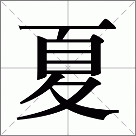 Infographic explaining Chinese character 夏 (xià) showing its evolution from oracle bone script depicting a ceremonial dancer, alongside cultural symbols including the Xia Dynasty bronze vessel, summer solstice sundial, and ripe wheat representing summer abundance in Chinese tradition.