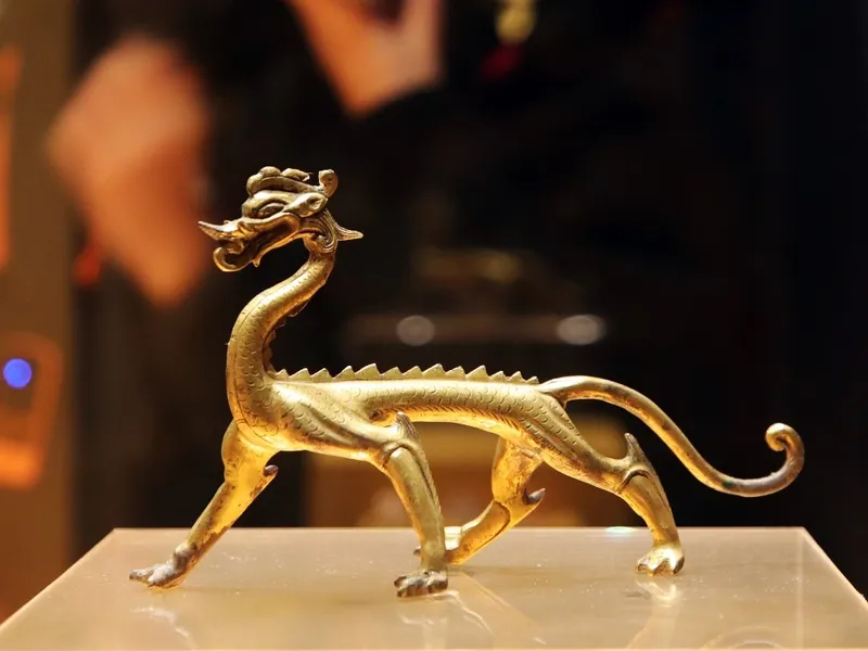 Traditional Chinese dragon artwork on a silk scroll