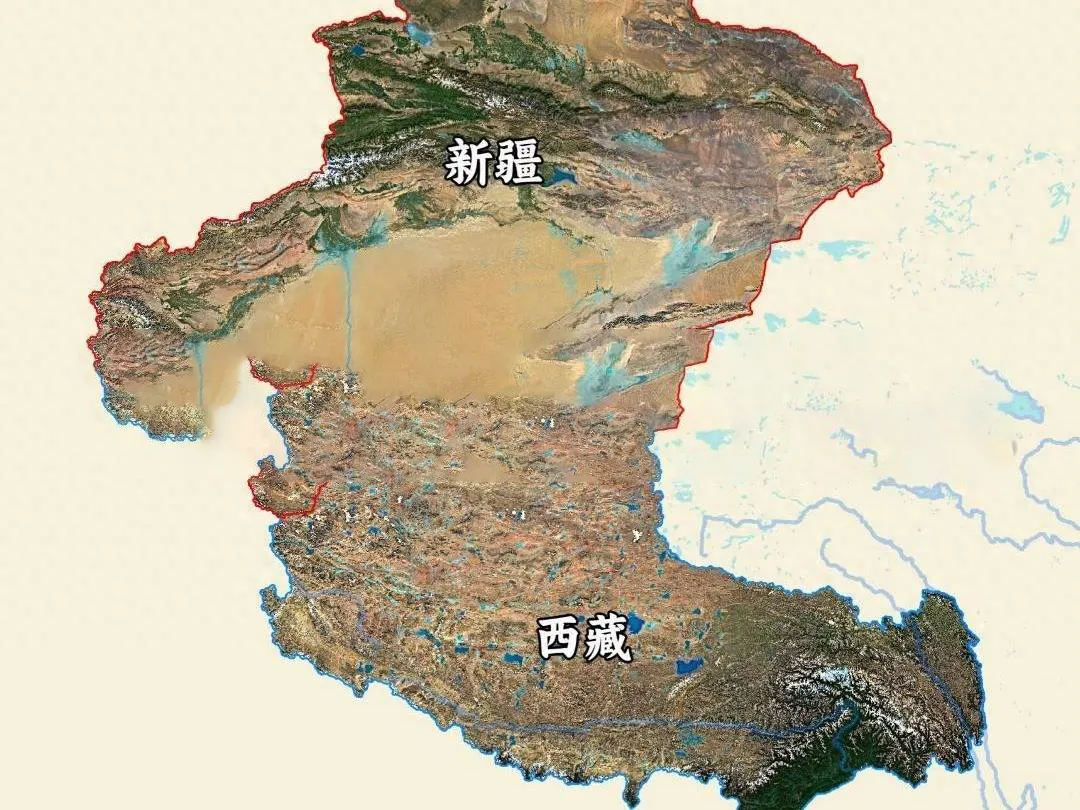 Xinjiang and Tibet regions on China's map, highlighting their strategic importance as geographic pressure points and their role in national integrity