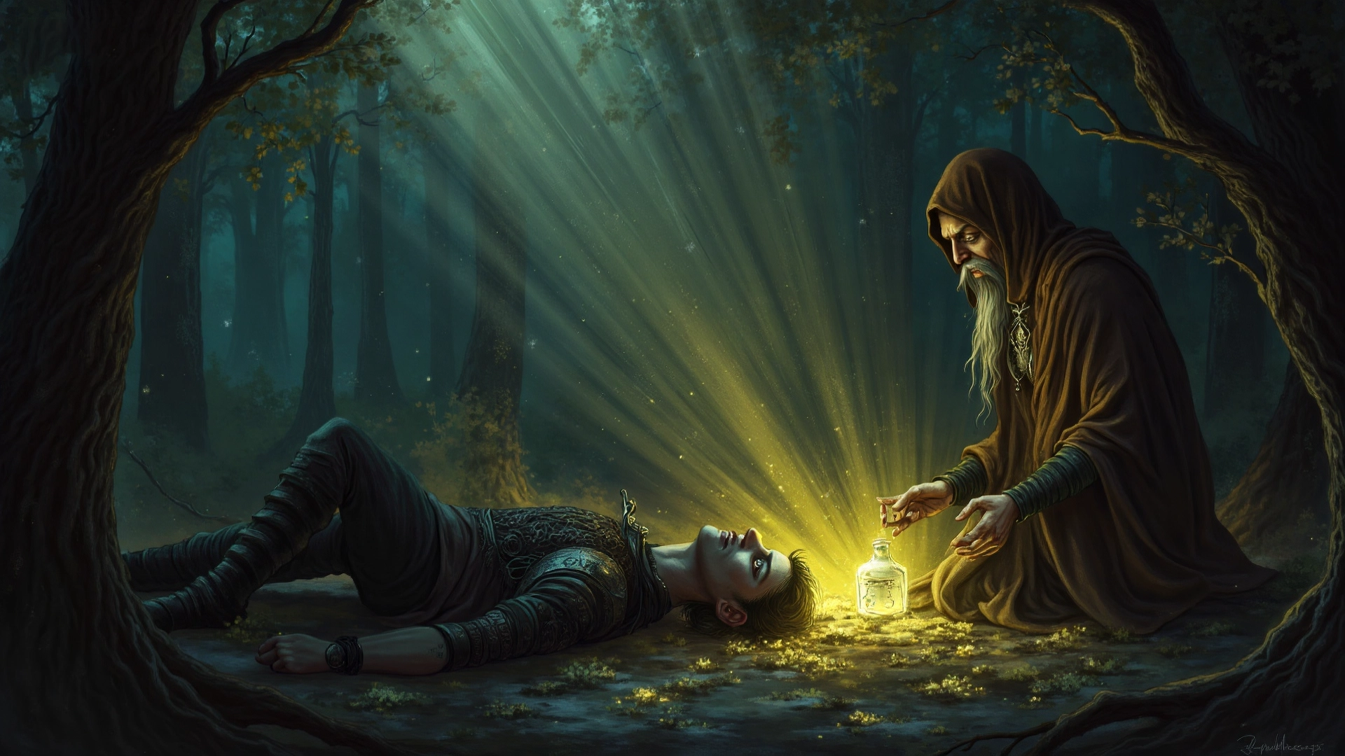 Illustration of the Chinese idiom 起死回生 (Qi Si Hui Sheng), showing the legendary doctor Bian Que reviving the crown prince during the Warring States period, symbolizing hope, revival, and turning a hopeless situation around.