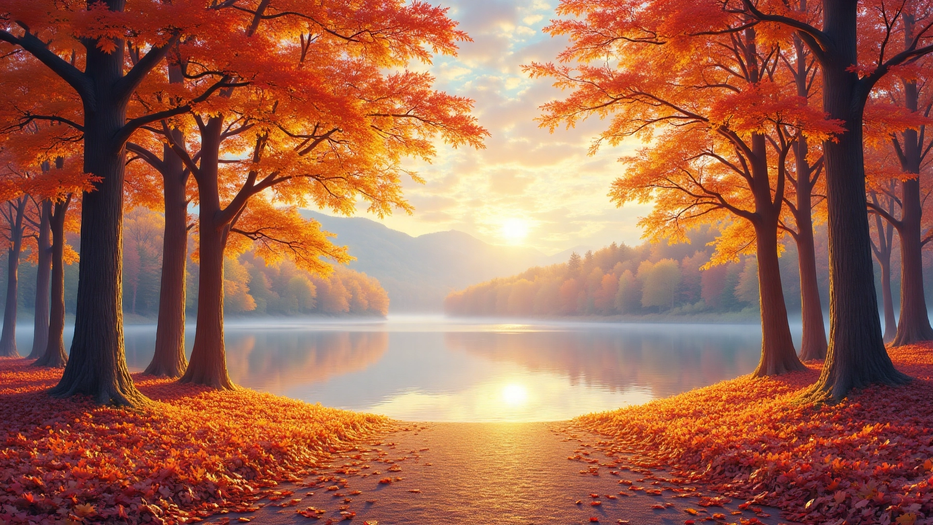 Illustration of the Autumnal Equinox in China, showing golden rice fields, falling leaves, and clear autumn skies, representing the balance of day and night and traditional Chinese seasonal culture.