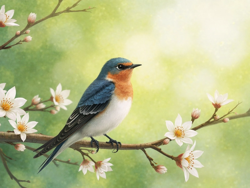 Illustration of the Chinese proverb 一燕不成夏 (yī yàn bù chéng xià), meaning 'One swallow does not make a summer.' Shows a single swallow flying with the backdrop of an incomplete summer scene. Highlights the proverb’s lesson about avoiding conclusions based on a single event, with English equivalents such as 'Don’t jump to conclusions based on a single event' and 'A single instance doesn’t prove a trend.' Includes elements representing Chinese culture, wisdom, and language learning.