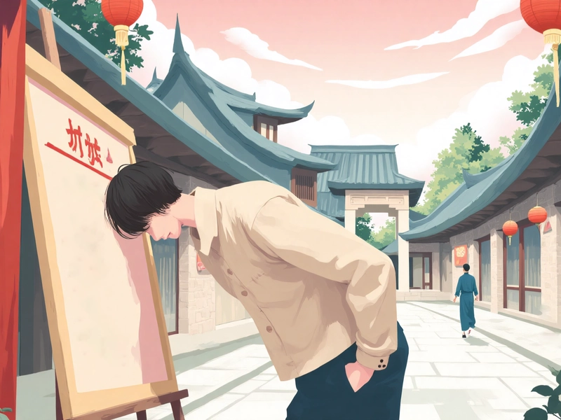 Illustration of Sun Shan, a Song Dynasty scholar, showing humor after seeing exam results, representing the origin of the idiom 名落孙山.