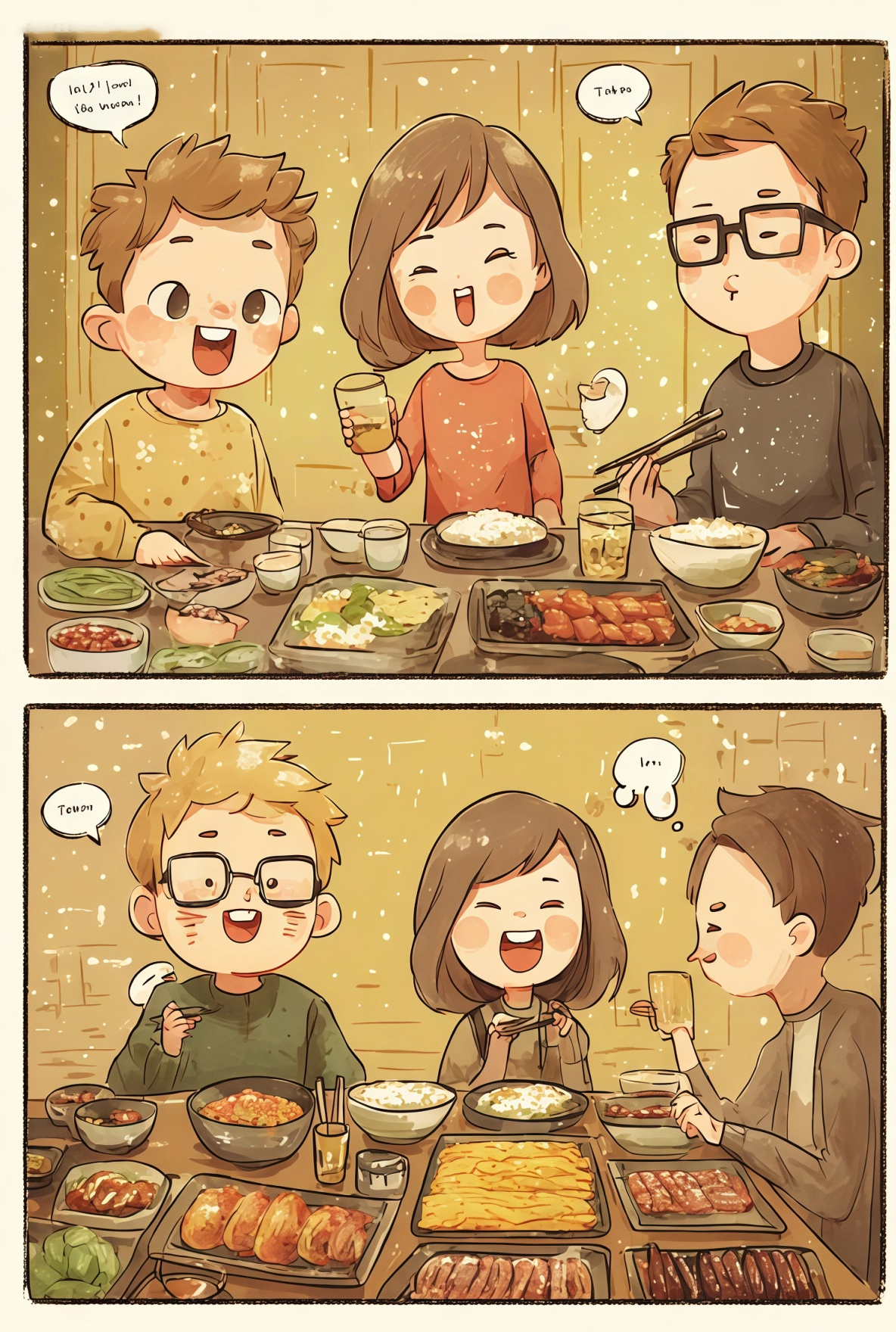 International student experiencing Chinese hospitality with abundant food, drinks, and fun.